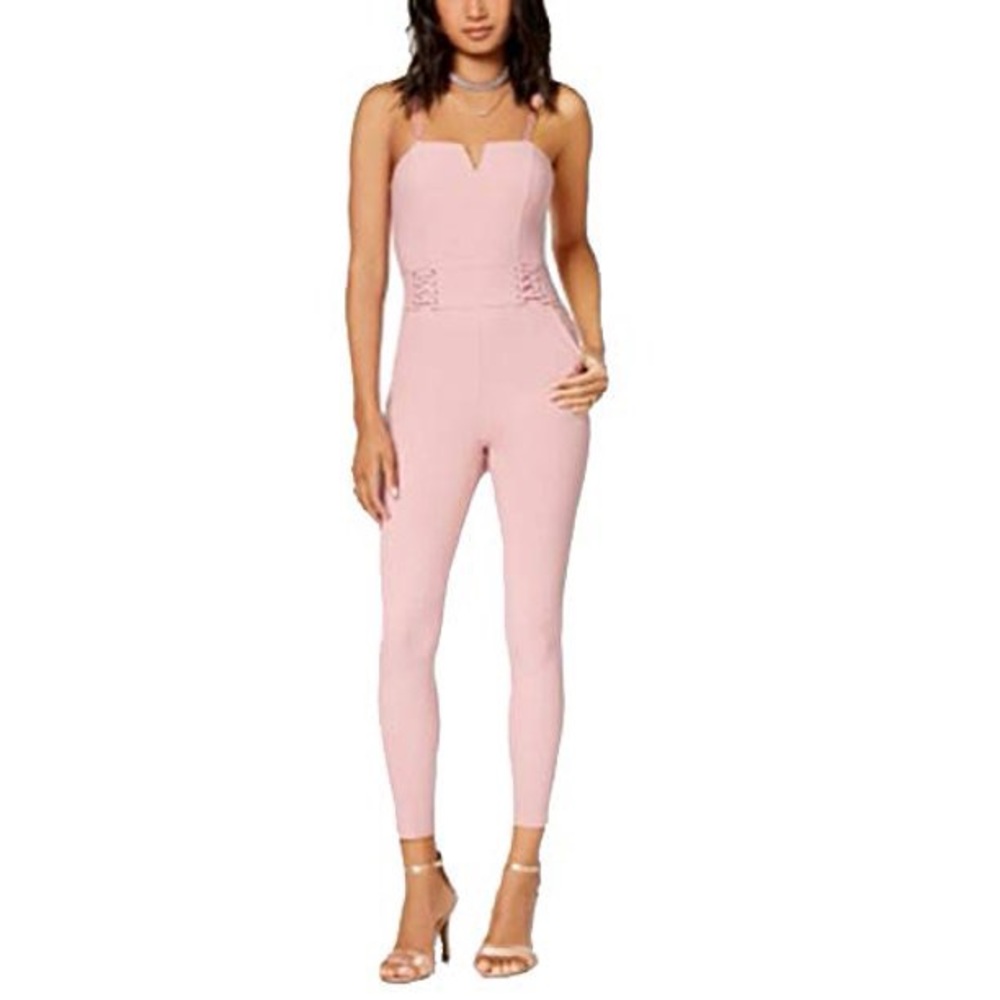 Material Girl Juniors' Lace-Up Fitted Jumpsuit